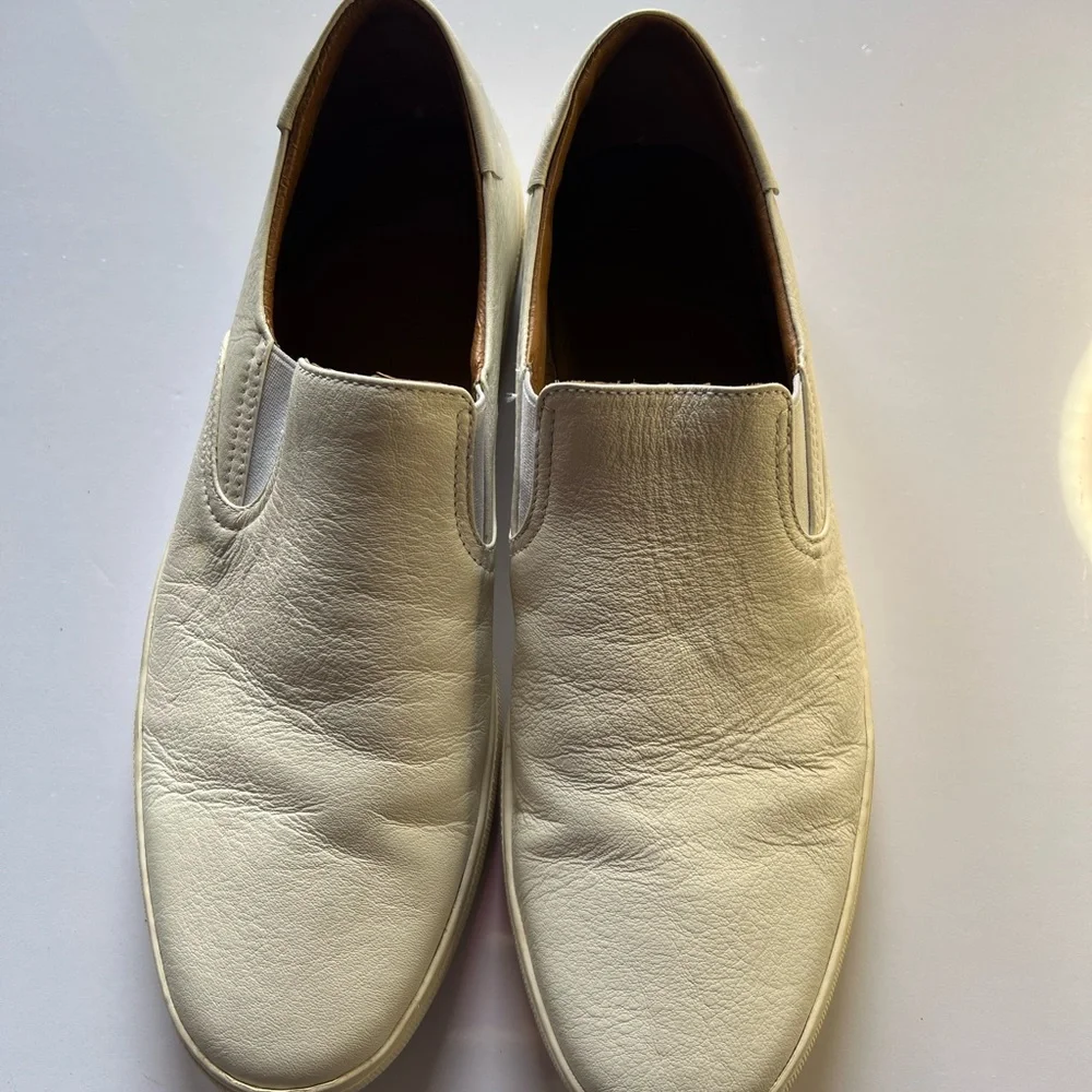 FRYE White Leather Slip-On Shoes‎